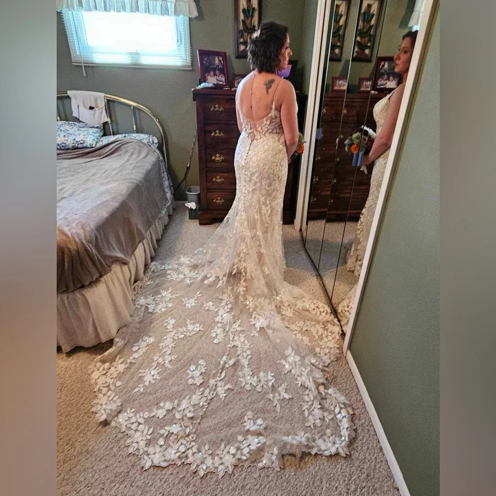 Allure Bridals Sand/Ivory/Nude Wedding Gown Style 9716 - Size 14 - Picture 2 of 16